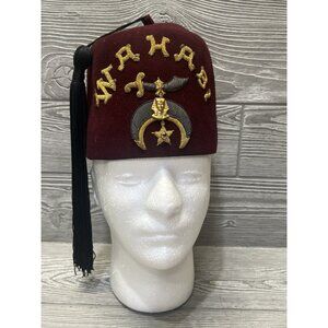 Wahabi Shriner's Masonic Fez Hat Tasseled Vintage Gemsco Midcentury